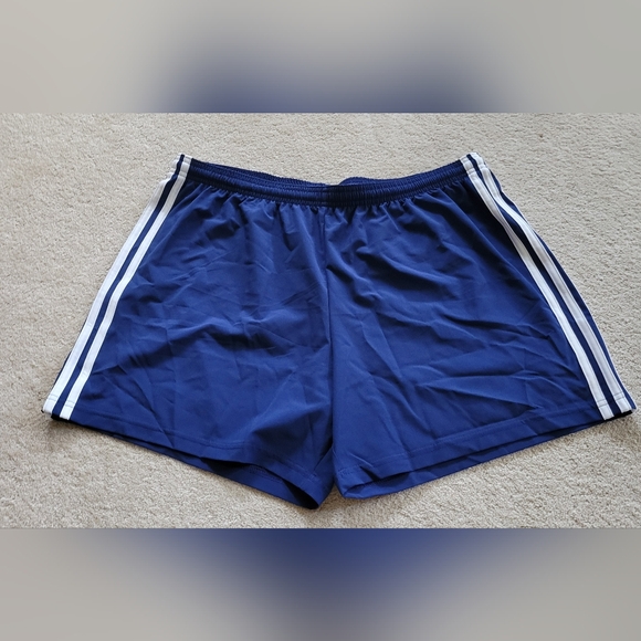 Adidas Climalite Navy Soccer Shorts Size XL Mens Women's Unisex White Strips - Picture 1 of 8